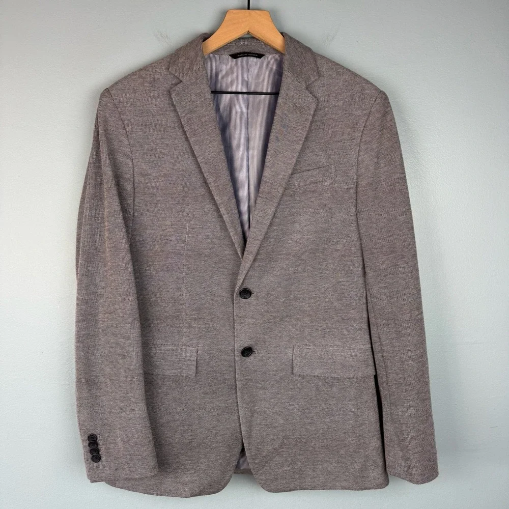Banana Republic Mens 38 Regular Gray Slim Fit Cotton Blazer Sport Coat Jacket